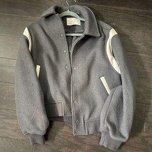 OAK + FORT Charcoal and Ivory Bomber Jacket